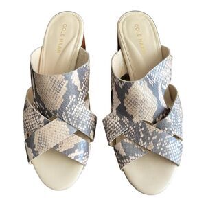 COLE HAAN  Jodie Snakeskin-Embossed Leather Mules Size 6B
